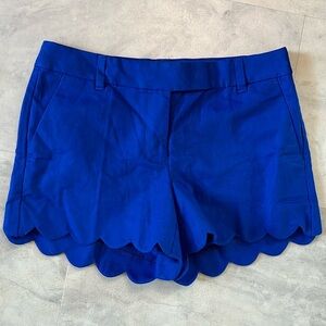 J. Crew  Scallop hemmed short shorts  dark royal blue Front zipper 4 Pocket Sz 4